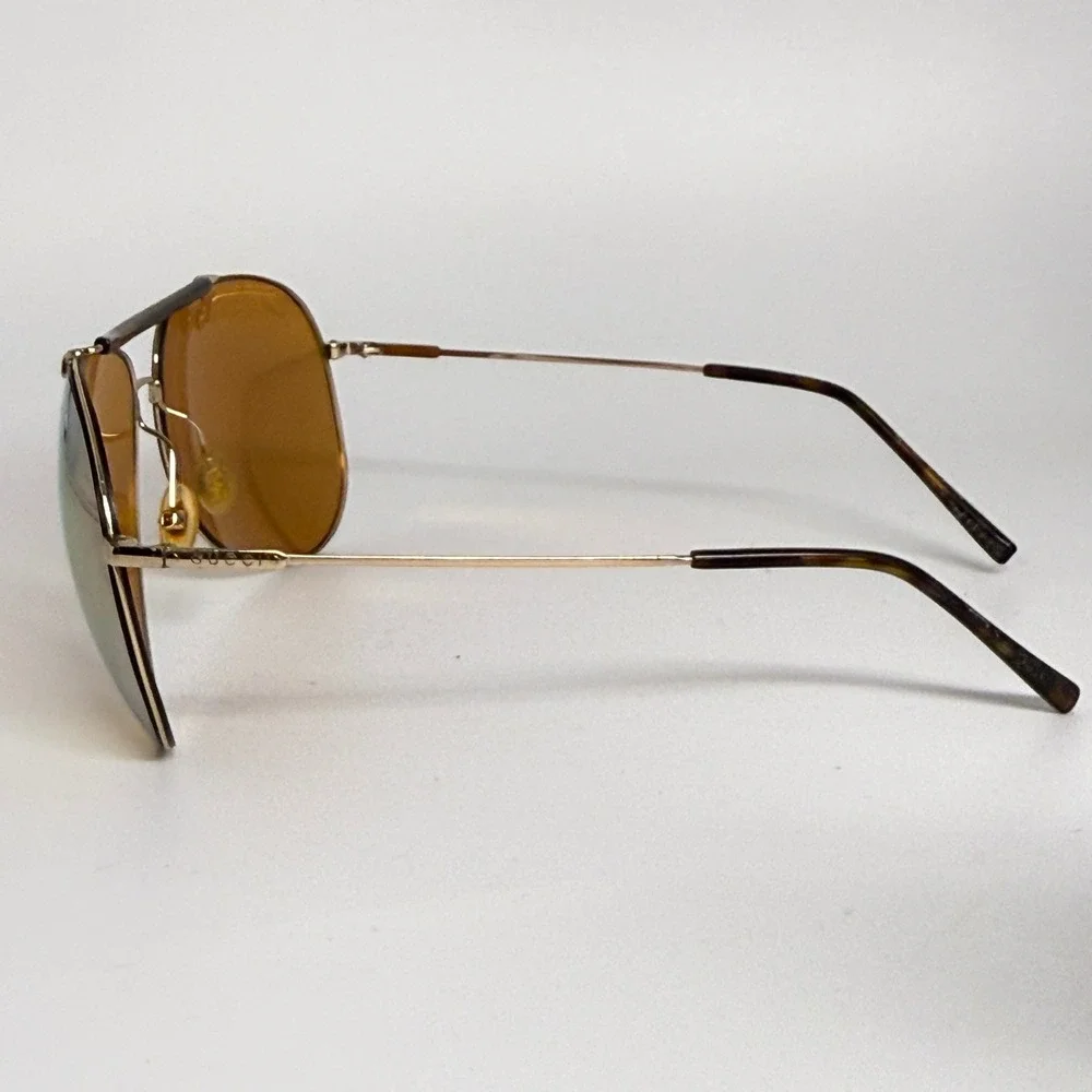 Gucci GG 1852/S Gold Aviator Sunglasses Mirrored‎ Lenses Tortoise Trim Italy